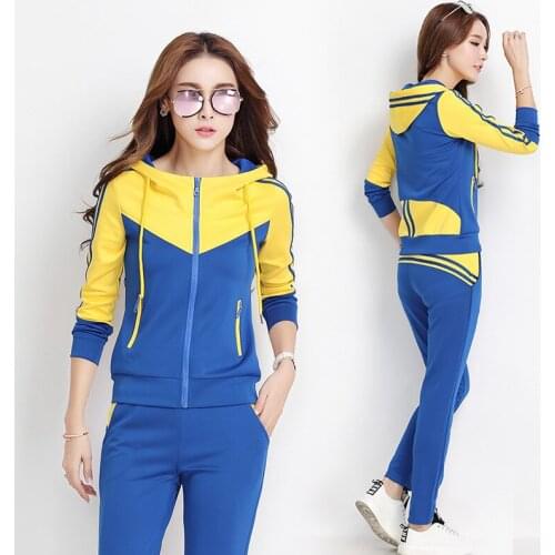 Women Tracksuit Sportswear Spring Atuumn Loose Hooded Jacket Running Jogger Fitness Outfit Casual Set Sport Suit Sweatshirt+pant