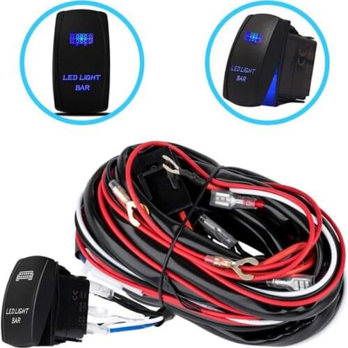 1set High Quality LED Wiring Loom Harness Kit Automobile Work Lamp Switch Harness With 12V 40A Relay Switches