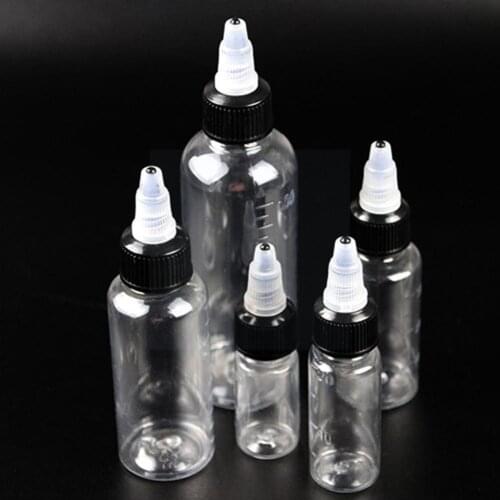 10ml/20ml/30ml/50ml/100ml Plastic PET E Liquid with Dropper graduated Top Tattoo Ink Bottles Cap Pointed Containers Pigment E2I8
