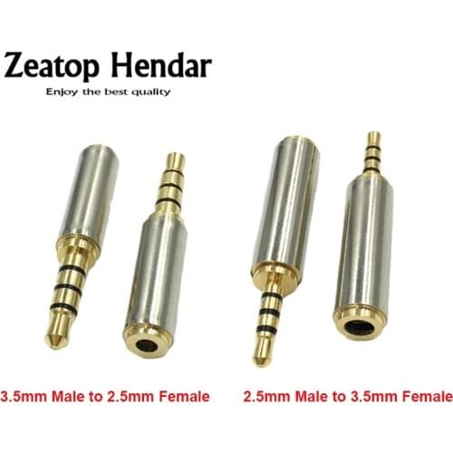 30Pcs Gold Plated 2.5 to 3.5 Audio Plug 3.5mm to 2.5mm Speaker 4 Pole Headphone Jack Male to Female Adapter Connector