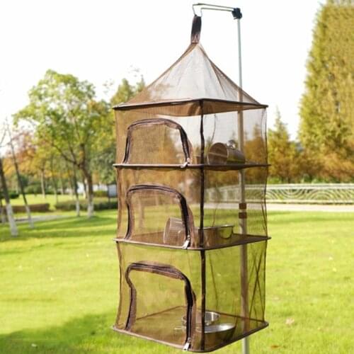 4 Layer Encrypted Netting Collapsible Mesh Outdoor Cookware Hanging Drying Dry Rack Net Food Dehydrator Storage Net Basket Bag