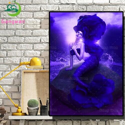 5D DIY Diamond Embroidery blue Mermaid Cross stitch Diamond Painting square Round Drill flower girl Picture Christmas present ar