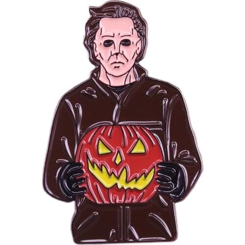 Michael Myers brooch murder mask Jack-o-lantern badge 70s horror movie pin perfect accessory for Halloween horror party
