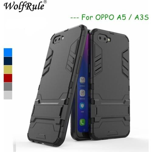 WolfRule OPPO AX5 Case OPPO A3S Cover Rubber + Hard Plastic Kickstand Back Case For OPPO A5 AX5 Phone Fundas Shells 6.2"