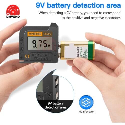 Digital Lithium Battery Tester 168Max Battery Capacity Diagnostic Tool LCD Display Check AAA AA 6F22 9V CR2032 Button Battery