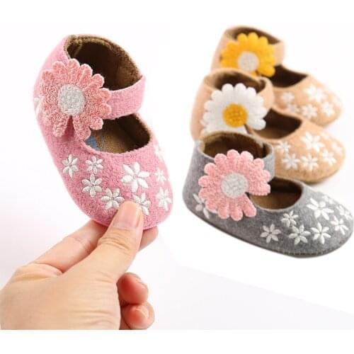 Citgeett 0-18M Baby Girls Flats Soft Sole Infant Slippers Embroidery Princess Sunflowe Casual Shoesr