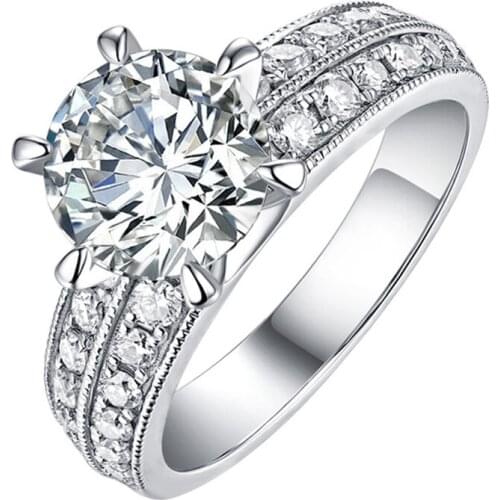 Double Row Diamond 925 Sterling Silver Ring Women Engagement Wedding Party Proposal Exquisite Luxury Original Design Trendy Cute