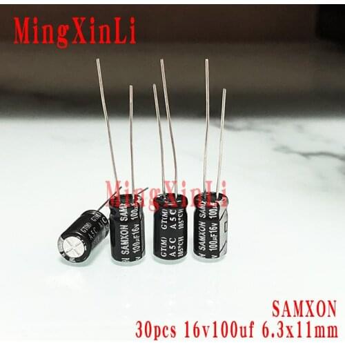 30PCS/lot 16V100UF SAMXON Electrolytic capacitor GT Series 105C High Ripple Current 6.3X11 Longer Life Assurance Low Impedance