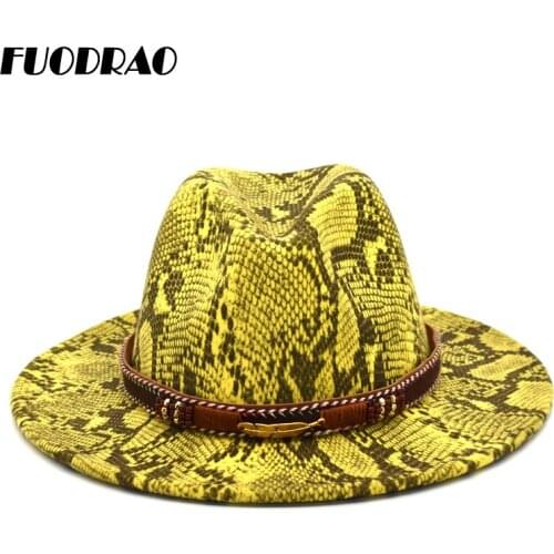 FUODRAO New Felt Wide Brim Hat Autumn Winter Wool Blend Fashion Fedora Jazz Caps Woman Woolen Top Hat Men F31