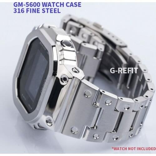 G-Refit Metal Watch band bezel Strap GM-5600 GA-2100 Camouflage Stainless Steel Watchband Frame Bracelet with Repal tools