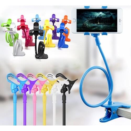 Flexible 360 Clip Mobile Cell Phone Holder Lazy Bed Desktop Bracket Mount Stand Suction Cup Stick-on Mount Cell Phone Holder