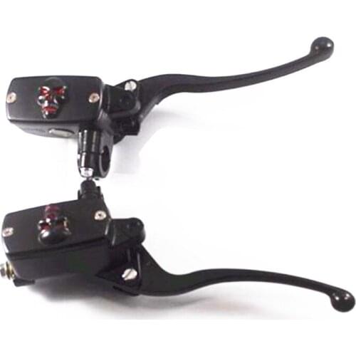7/8" 22mm Black Skull Hydraulic Handlebar Brake Clutch Master Cylinder Levers Motorcycle Dual Sport bike Cruiser Bobber