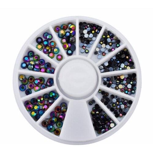 Hot new AB Black colors Mixed Color Acrylic Nail Art Decoration Glitter Rhinestones Studs for uv gel acrylic systems