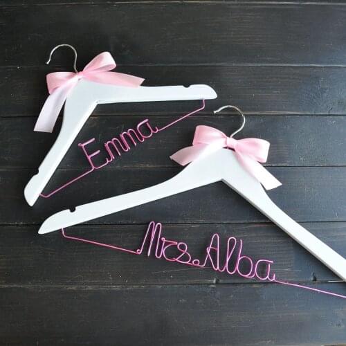 Personalized Wedding Hanger, Pink Wire Hanger,Wedding Dress Hanger,Custom Bride Hanger, Flower Girl,Bridesmaid Gift