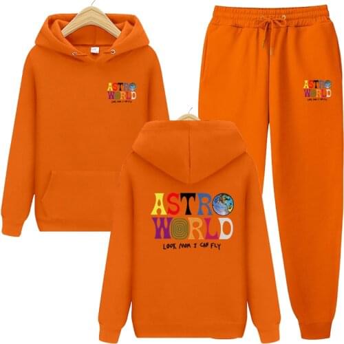 2-piece set Hoodies and Sweatpants Suit Astroworld Tracksuit Men Women Sweatshirt Suit Fleece Hoodie pants Jogging Pullover