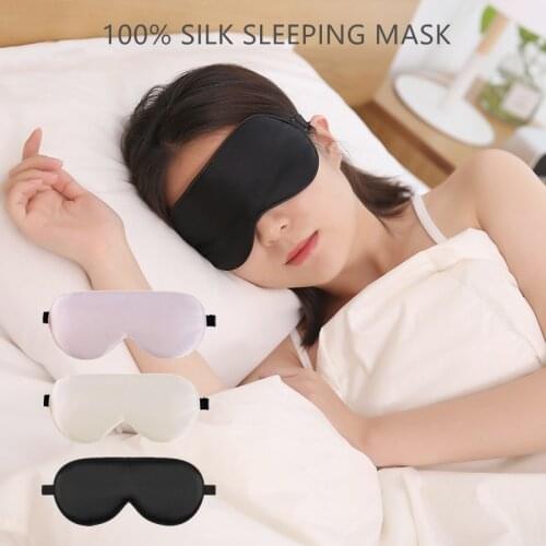 100% Mulberry Silk Sleeping Mask Block Out Light with Elastic Strap 19mm Soft Eye Cover Eyeshade for Night Sleeping Travel