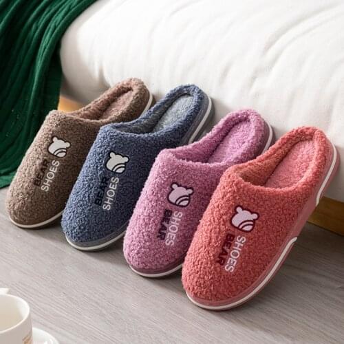 Womens Slippers Cartoon Cute Fur Slippers Women Winter Warm Home Slippers Ladies Furry Soft Women Shoes Indoor Plush Flat Shoes
