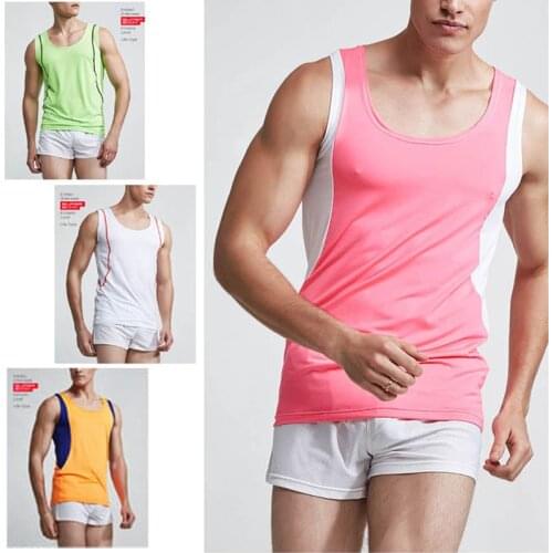 Men Running Vest Gym Sleeveless Shirt Summer Slim Tank Men Sport Vest Man Singlet Sweat-absorbent quick-drying vest Casual vest