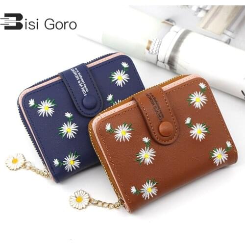 BISO GORO 2021 New Womens ID Card Hloder Version of Mini Wallet Coin Purse Female PU Fashion Ladies Short Zipper Cute Money Bag