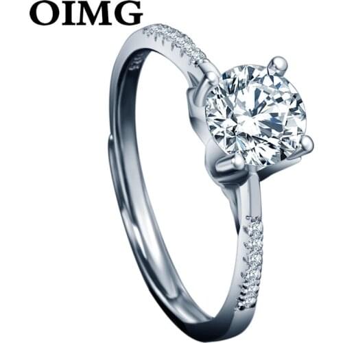 OIMG 2021 new female Moissan diamond ring female trendy fashion simple design one carat diamond ring BB-07