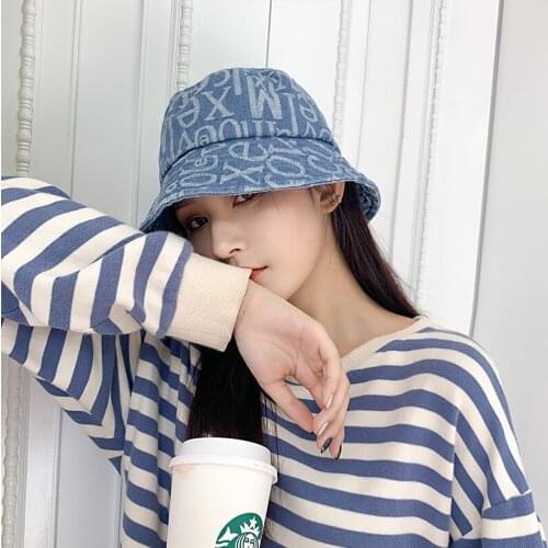 New Autumn Summer Women Denim Bucket Hat Old Style Floppy Cap Wide Brim Foldable Fisherman Hats Outdoor Beach Sun Hat For Girl