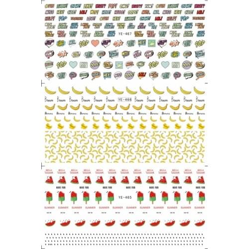 3 PACK/ LOT WATER TRANSFER DECAL NAIL ART NAIL STICKER POP OOPS WATER MELON BANANA POPSICLE YE465-467