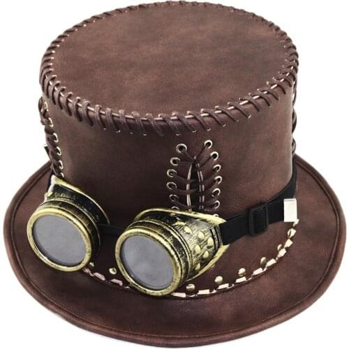 Rock Unisex Steampunk Pu Leather Party Cospaly Hat Accessory Gothic Performance