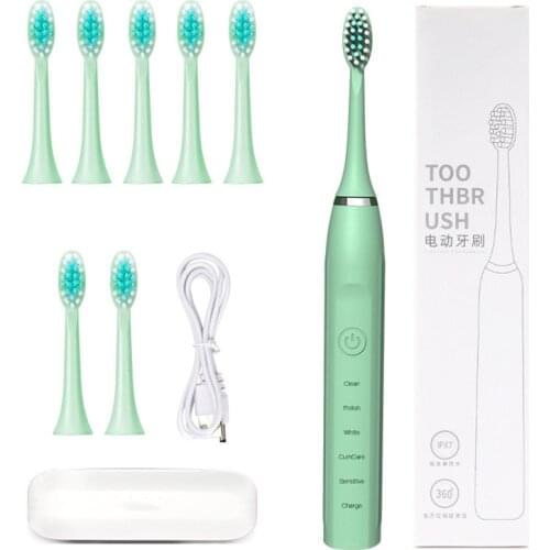 Powerful Sonic Electric Toothbrush USB Rechargeable Smart 5 Mode Polish Whitening Adult Teeth Brush with Storage Box Brush Head