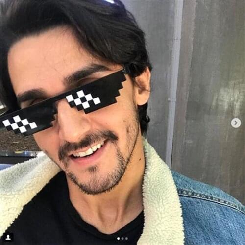 Funny Glasses 8 Bit MLG Pixelated Sunglasses Men Women Brand Thug Life Party Eyeglasses Mosaic Vintage Eyewear uv400