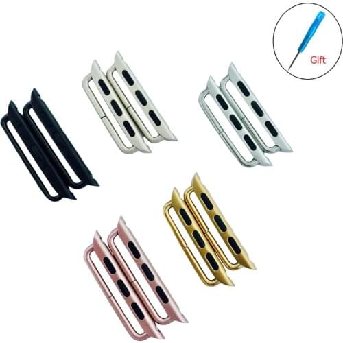 Watch connector for Apple Watch Band 44mm 40mm Metal Stainless Steel Adapter Connector+tool Iwatch series 6 se 5 4 3 2 42mm 38mm