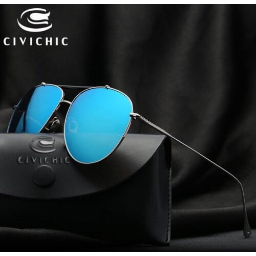 CIVICHIC Classic Pilot Sunglasses Fashion Mirror Coat Eyewear Lunettes Soleil Ronde Oculos De Sol Men Women UV400 Sun Gafas E233