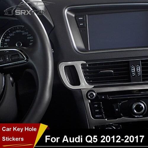 SRXTZM New 3D Car Stainless Steel Console Inigation Key Hole Decorative Cover Trim For Audi Q5 2012-2017 1pcs Auto Accessories