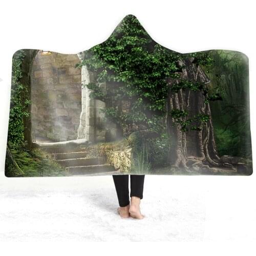 3D Forest Leaves Magic Super Soft Cozy Blanket In Cap Warm Blanket for Couch Throw Travel Blanket Hooded Blanket Dripping