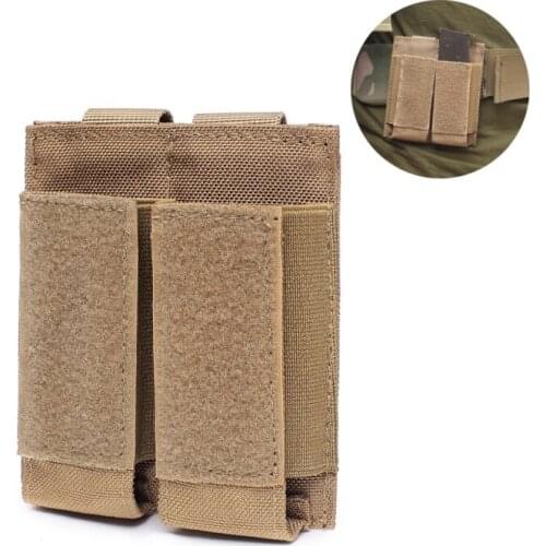 Tactical Hunting Pistol Magazine Pouch Military Double Flashlight Sheath Airsoft Ammo Pouch Paintball Game Hunting Bag Pockets