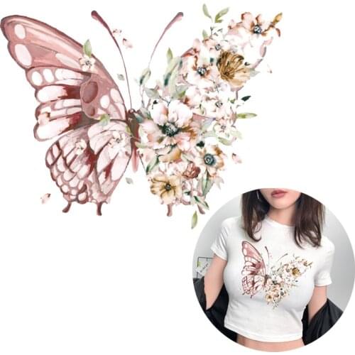 Thermo Patches Butterfly Stickers Heat Iron On Transfer For Clothes Tshirt Vinyl Heat Transfer Ironing Stripe Applqiue Garment