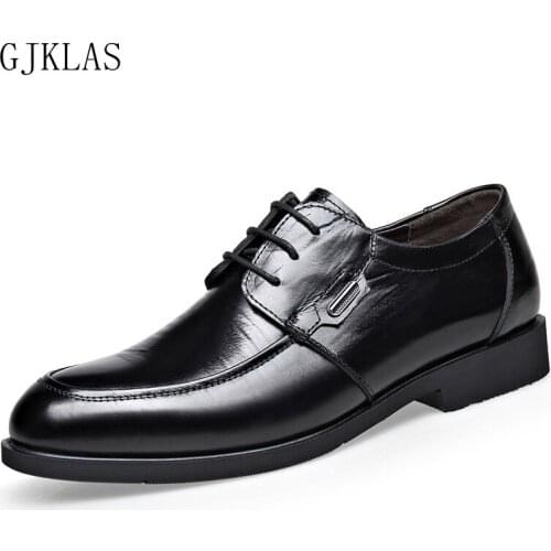 Mens Formal Shoes Genuine Leather Office Black DressMan Shoes High Quality Elegant Oxford Shoes for Men Classic Round Toe Zapato