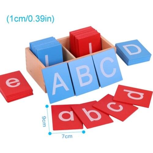 Montessori Kids Language Training Teaching Aids Uppercase Lowercase English Letters Sandpaper Letter Board Wooden Toy