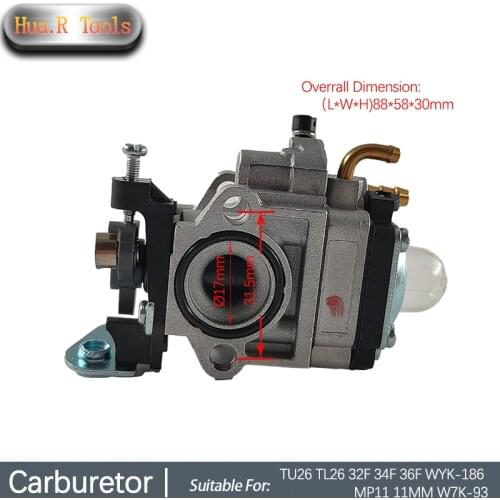 High Efficiency Carburetor For MITSUBISHI TU26 TL26 32F 34F 36F WYK-186 MP11 11MM W7K-93-1 Chainsaw Mower