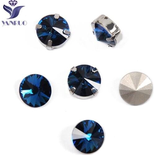 YANRUO 1122 Rivoli Montana Crystal Pointback Strass Sew On Needlework For Sewing Stones Crystals Glass Clothing Accessories