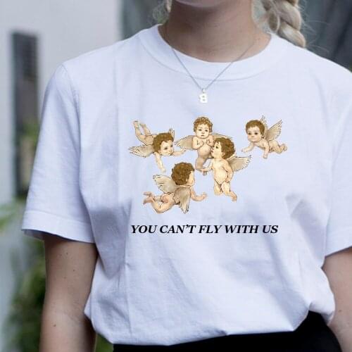 BLINGPAW Harajuku Art Print Women Tshirt Ulzzang Tumblr Angel Top&Tees White Casual Tops Women Clothes Plus Size T Shirt