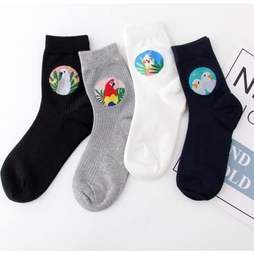 [WPLOIKJD]Japanese Art Bird Cute Funny Socks Kawaii Jacquard Socks Women Animal Creative Harajuku Sokken Calcetines Mujer Meias