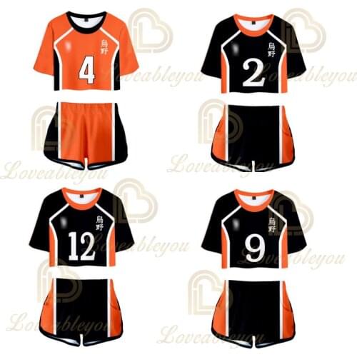 Women Sexy Two Piece Outfits High School 3D Printed 2 Piece Set Crop Top and Shorts Tracksuit for Girls Uniform