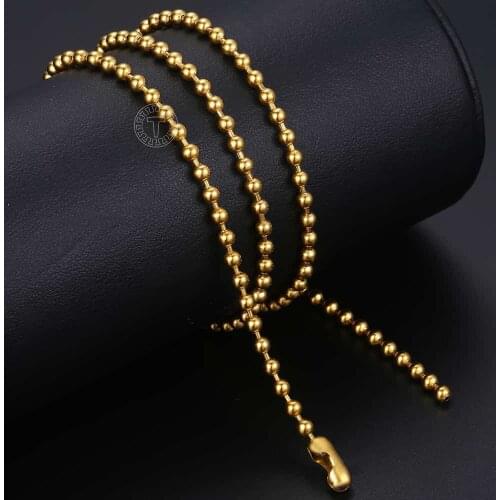 Womens Mens Stainless Steel Necklace Gold Silver Color Ball Bead Link Chain Jewelry Necklace For Women Men 2/3 mm LKN357A