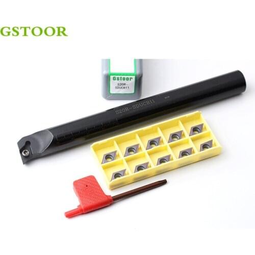 1PC S20R-SDUCR11 S20R-SDUCL11 Turning Tools Holder with 10PCS DCMT Carbide Inserts Internal Tool Set