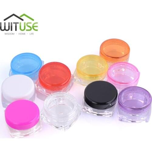 10pcs 3/5g Square Small Plastic Sample Square Bottle Jar Cosmetic Cream Container Empty Pots Containers Cosmetic Nail Art
