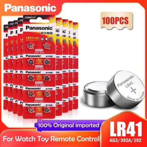 100PCS Panasonic 192 LR41 1.5V Button Cell Batteries SR41 AG3 G3A L736 192 392A For Toys Watch Calculator Computer Clock 0%Hg