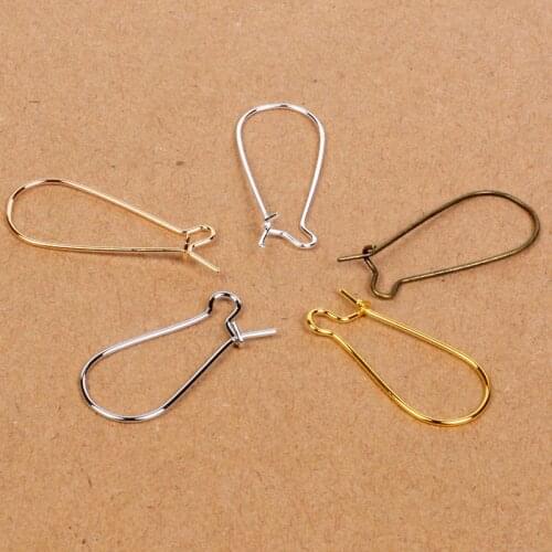 100pcs/lot 24x11mm Gold Silver Color French Style Kidney Ear Wire Earring Hook Findings for DIY Handmade Earring Jewelry Making