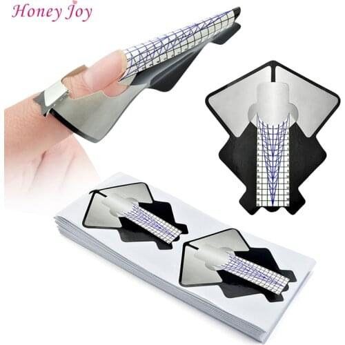 100Pcs Professional Oval Nail Form Acrylic Curve Nails UV Gel Nail Extension Nail Art Tool Guide Self-Adhesive Sticker