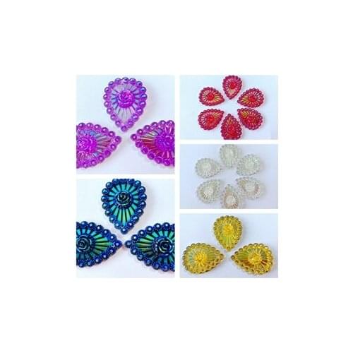 20pcs 30*40mm resin crystal sew on big Rhinestones drop shape Loose Beads Strass