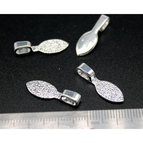 250pcs zinc alloy medium shiny Silver Tag Bails, Glue on Tag Bail, Pendant Jewelry DIY Bails, Craft Supplies